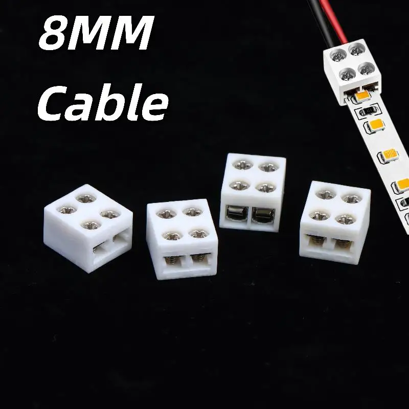 (BF06)2/10Pcs 8mm 2Pin LED Strip Connectors Screw Fixing No Soldering For Home DIY LED Lighting Projects