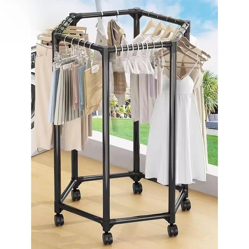

Indoor Balcony Drng Ra Rotating Free-Standing Clothes Dryer Multi-Functional Portable Clothes Hanger Carbon Steel Material