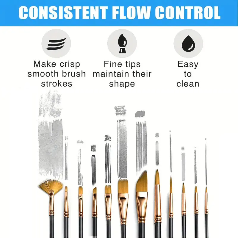 12/24pcs Professional Artist Painting Brush Oil Painting Watercolor Set For Oil, Acrylic, Canvas, Gouache,Includes Fine Detail