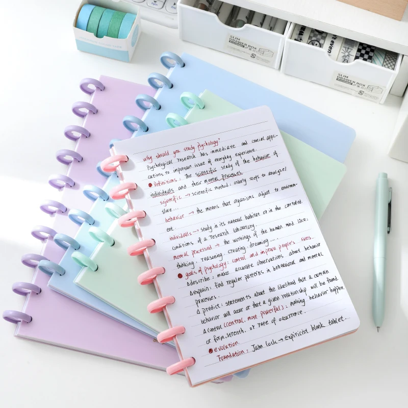 1Pack A5/B5 Simple Portable Detachable Notebook Mushroom Button Loose-leaf Notepad or Work, School and Journal80sheets/160pages