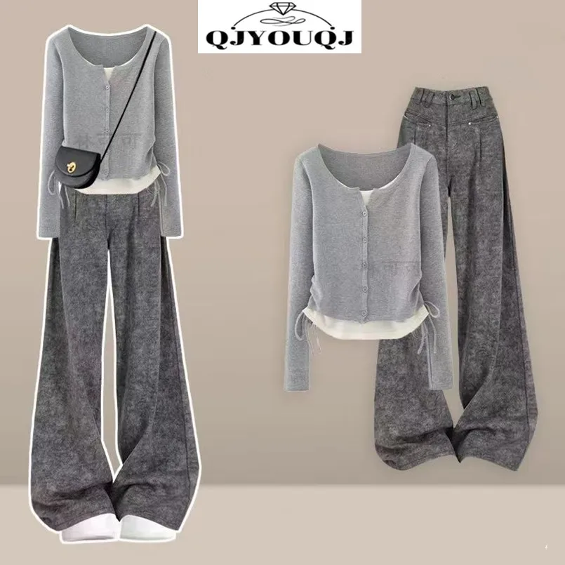 

Spring and Autumn Korean Fashion New Set Simple Top+Casual Pants Elegant Women's Two Piece Set