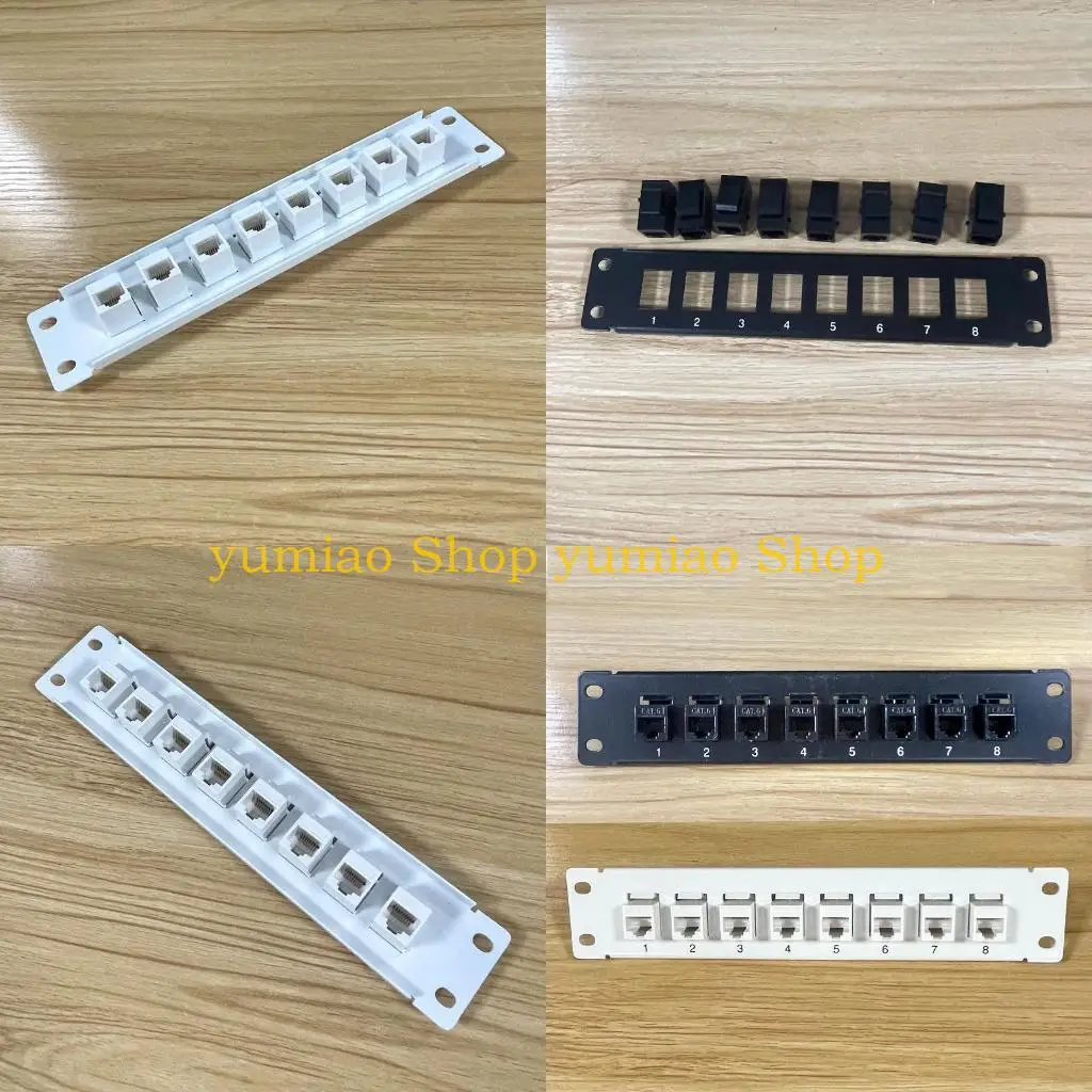 

587B 8 Port CAT6 RJ45 Through Coupler Patch Panel with Back Bar Wallmount or Rackmount for Cat6 UTP STP Cabling