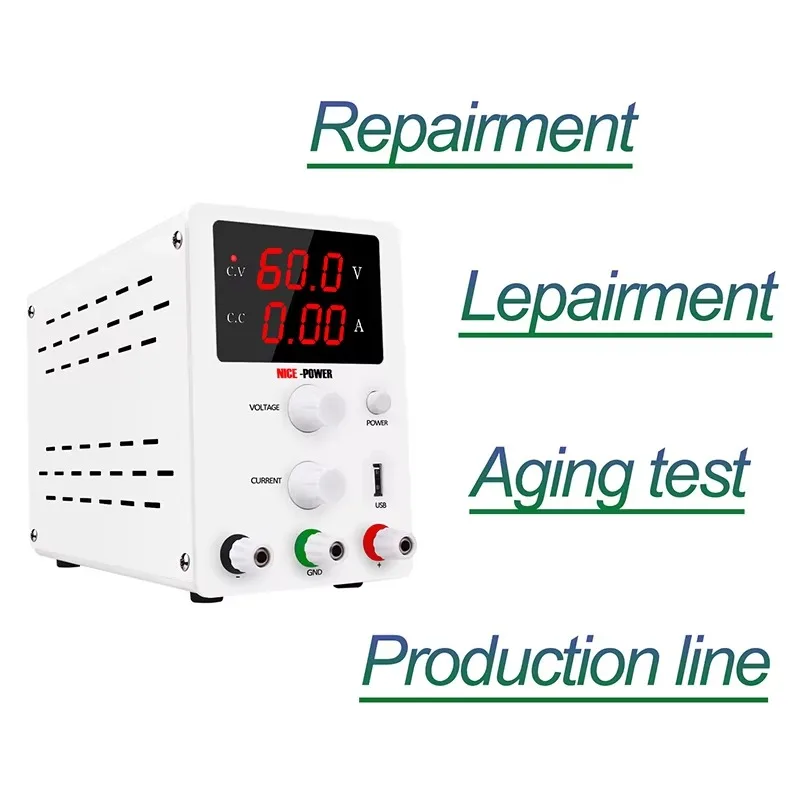 R-SPS605 고급 텍스처 화이트 미니 60V 5A DC 가변 전원 공급 장치 디지털 조절 전원 공급기 학교 교육용