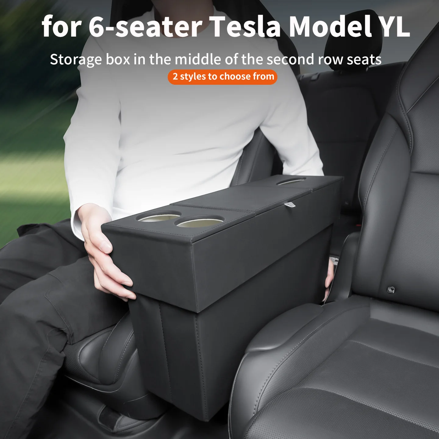 For 6-seater Tesla Model YL second row seat middle storage box, second row aisle storage box, 2 styles to choose from