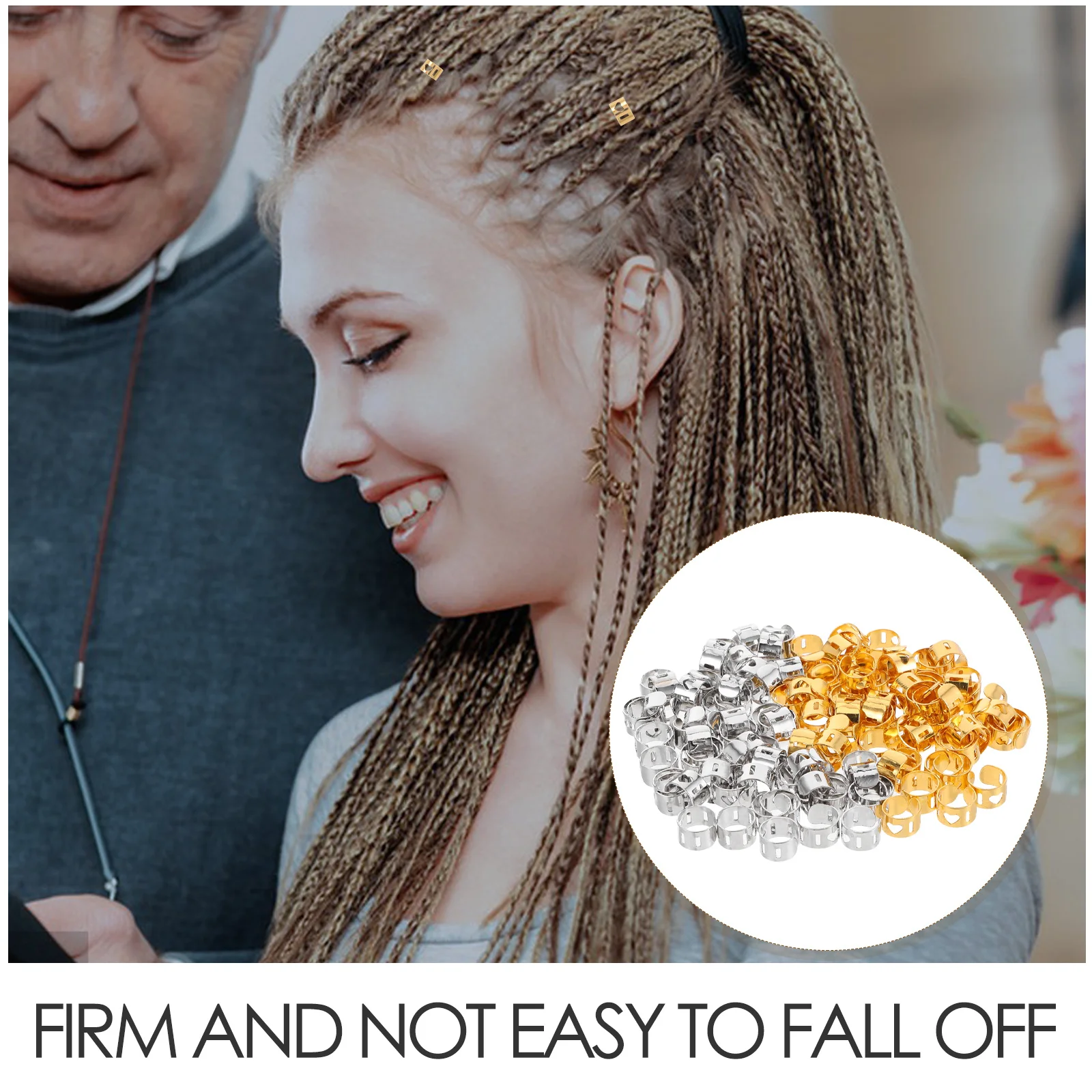 120 قطعة حلقات جديلة مجوفة على شكل قلب ذهبي فضي خفيفة الوزن أصفاد شعر معدنية إكسسوارات مجوهرات Dreadlock #6