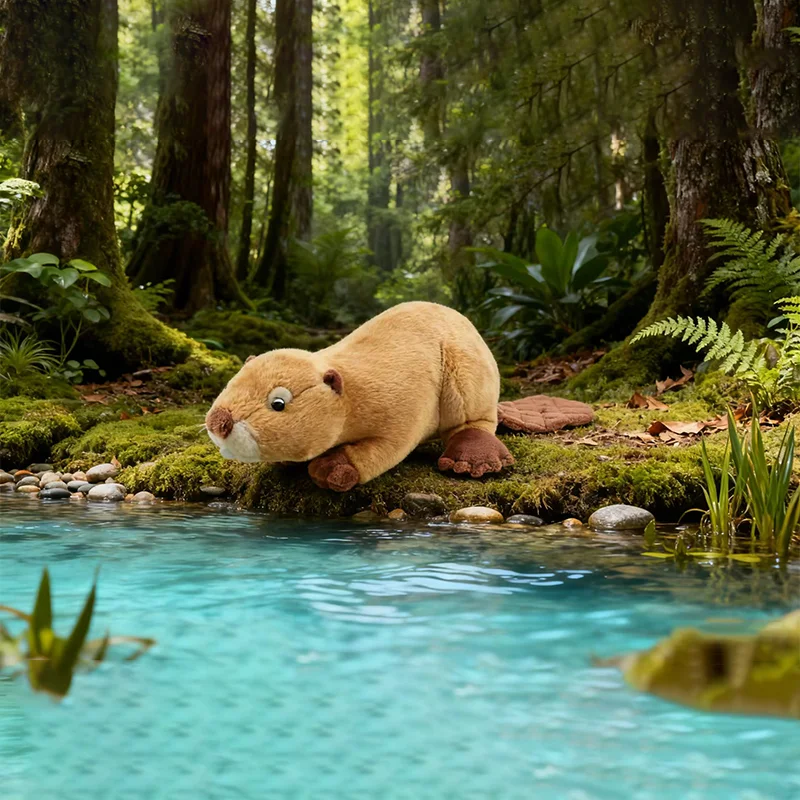 

45CM Simulation Cartoon Beaver High Fidelity Anime Cute Otter Lutra Plush Toy Cute Lifelike Model Animals Hugging Doll Kid Gifts