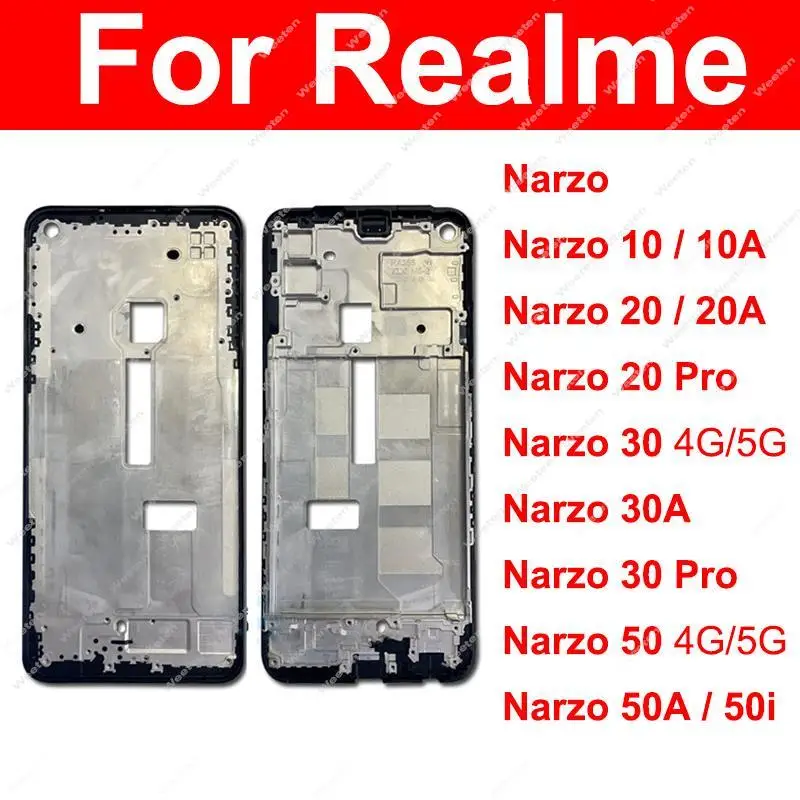 

LCD Front Frame Housing Cover For Realme Narzo 10 20 30 50 Pro 10A 20 20A 30 30A 50A 50i Prime LCD Screen Front Case