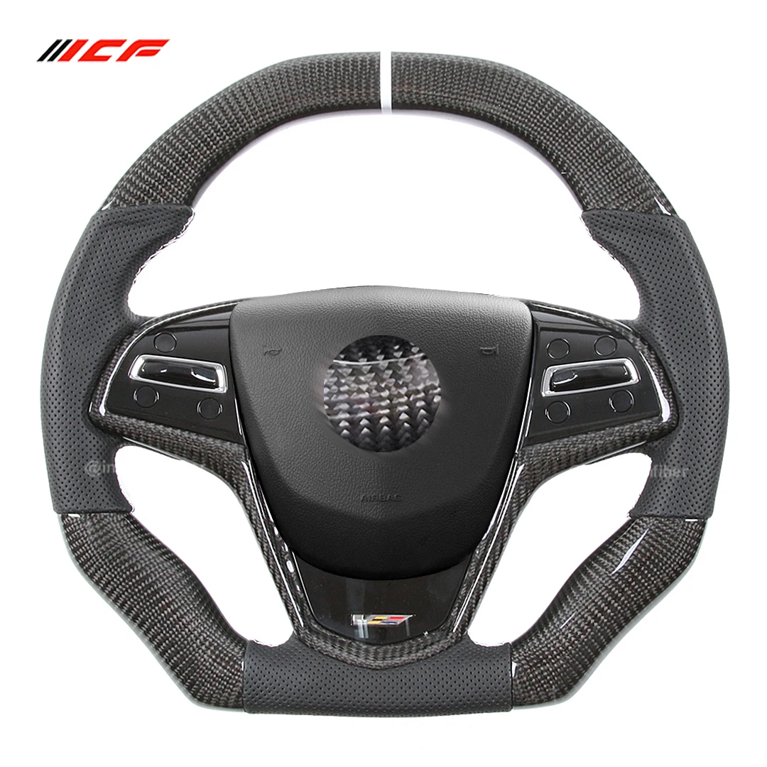 

Carbon Fiber Steering Wheel for Cadillac ATS Alcantara Leather Multiple Customized Solutions