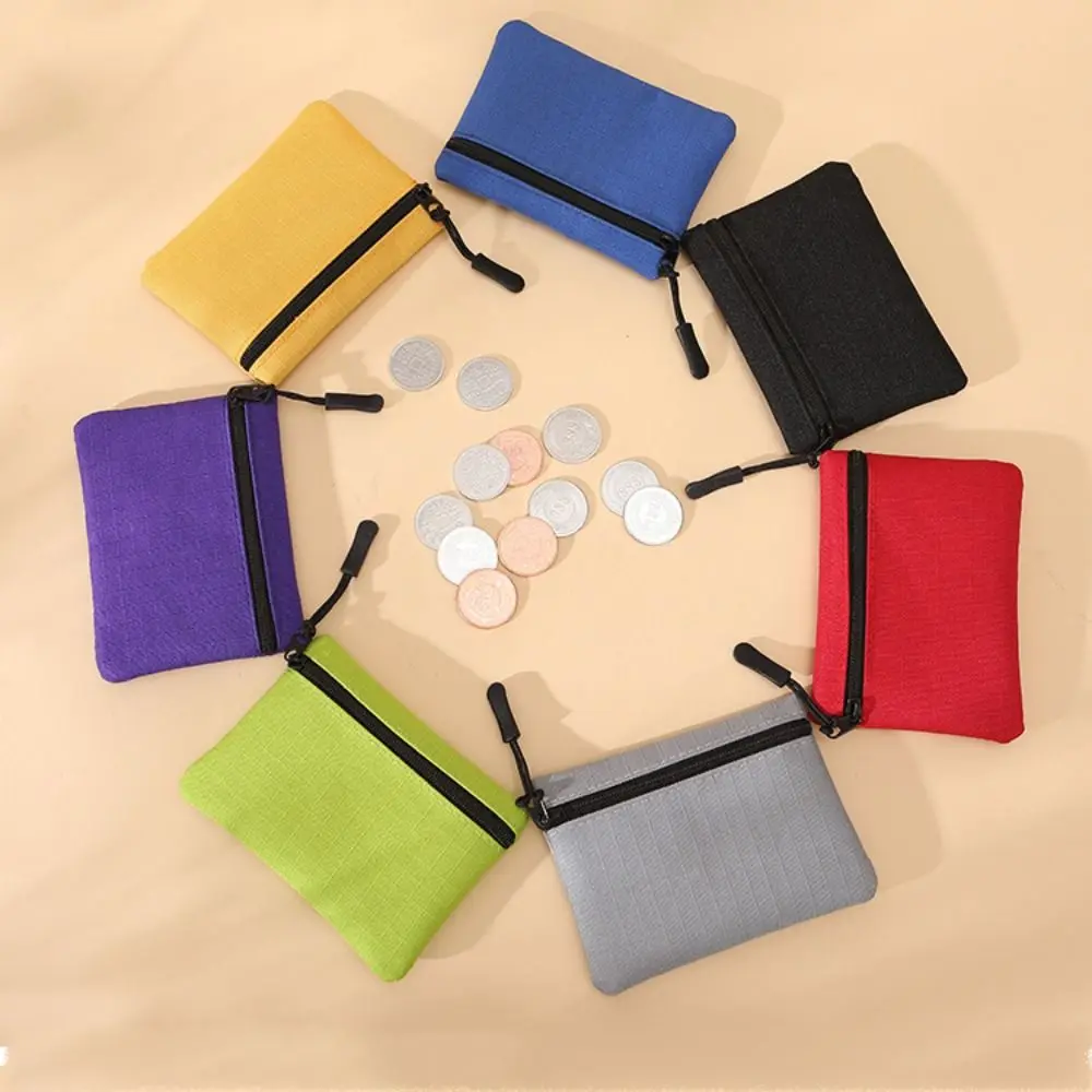 Simples Solid Color Mini Coin Purse, Canvas Kid Storage Pouch, Small Wallet, Zipper Key Bag, Mulheres e Homens
