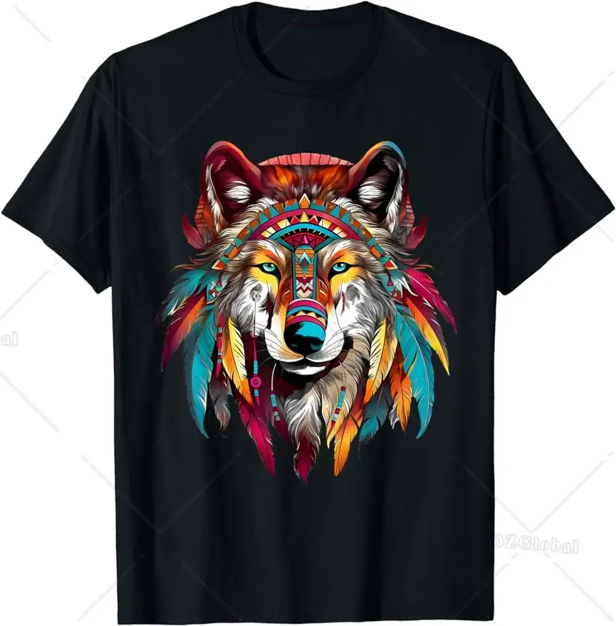 Indigenous Heritage Colorful Feathers Indian T-Shirt Best Selling Four Seasons Man Indianer Motorcycle TShirt