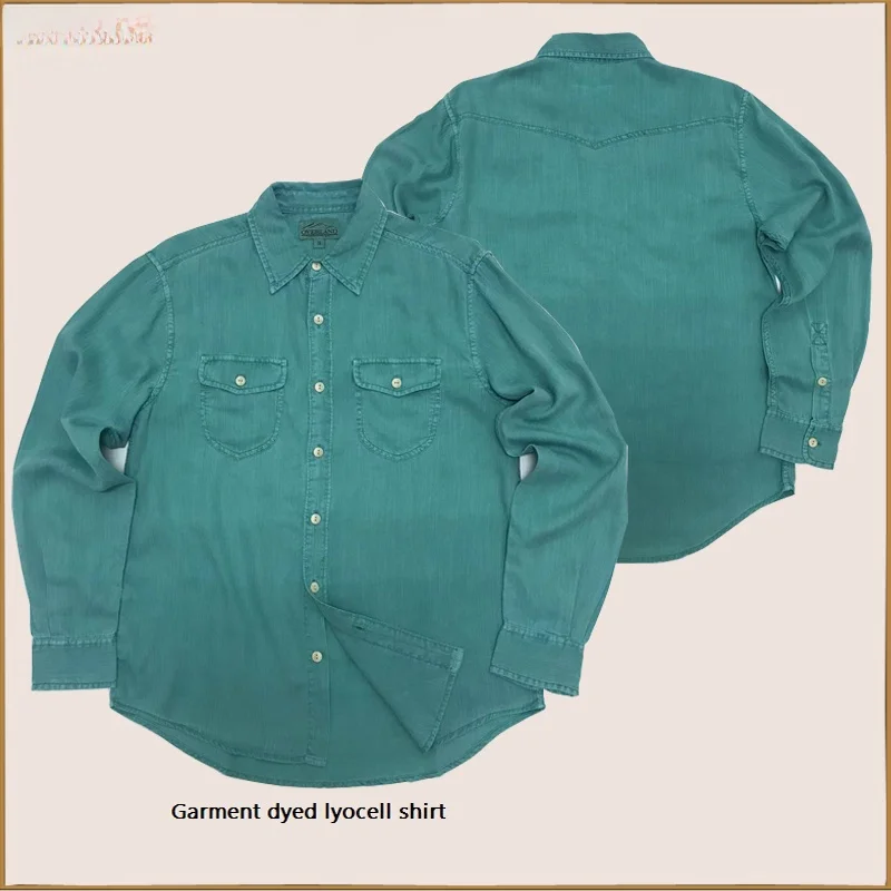 

Мужская повседневная рубашка из мягкого лиоцелла с длинным рукавом, узором в виде рыбьей чешуи, универсальная, на все сезоны, с воротником-стойкой