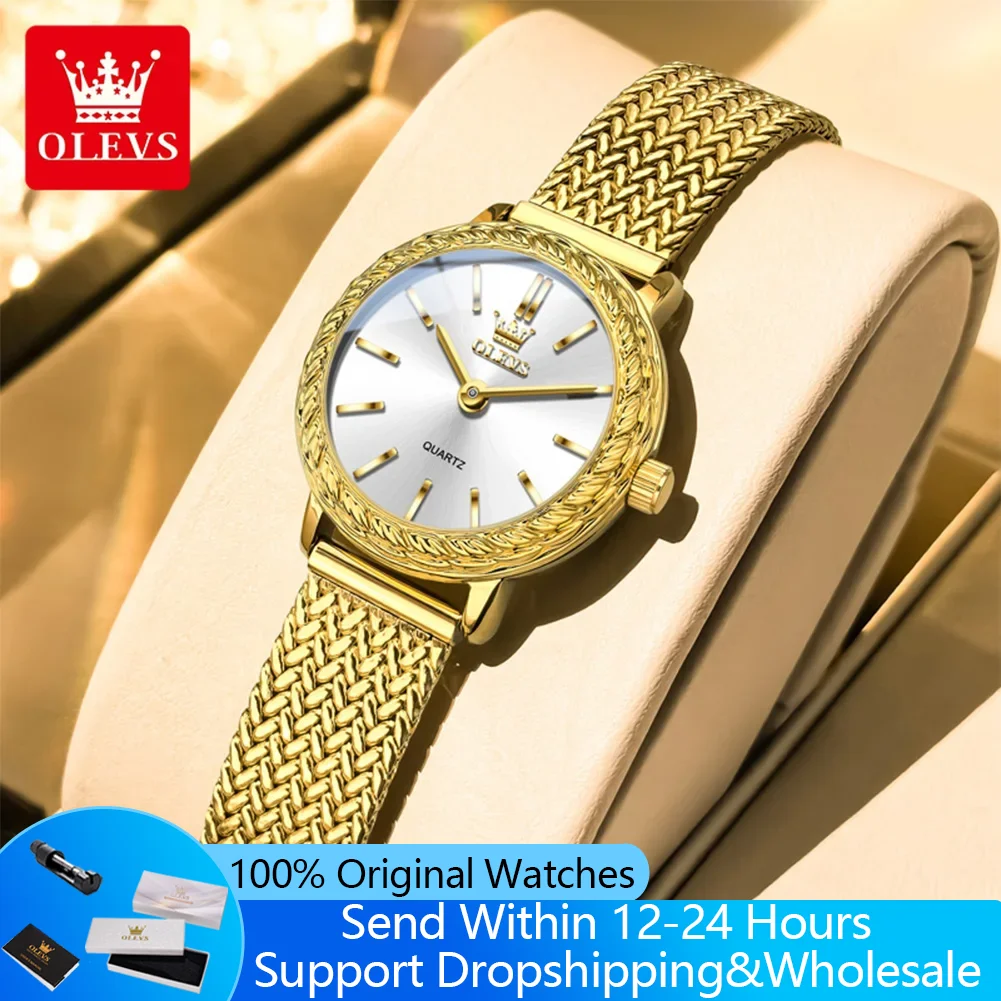 

OLEVS 5643 Gold Watch for Women Mesh Steel Strap Elegant Fashion Simple Waterproof Ladies Wristwatch Original Quartz Woman Watch