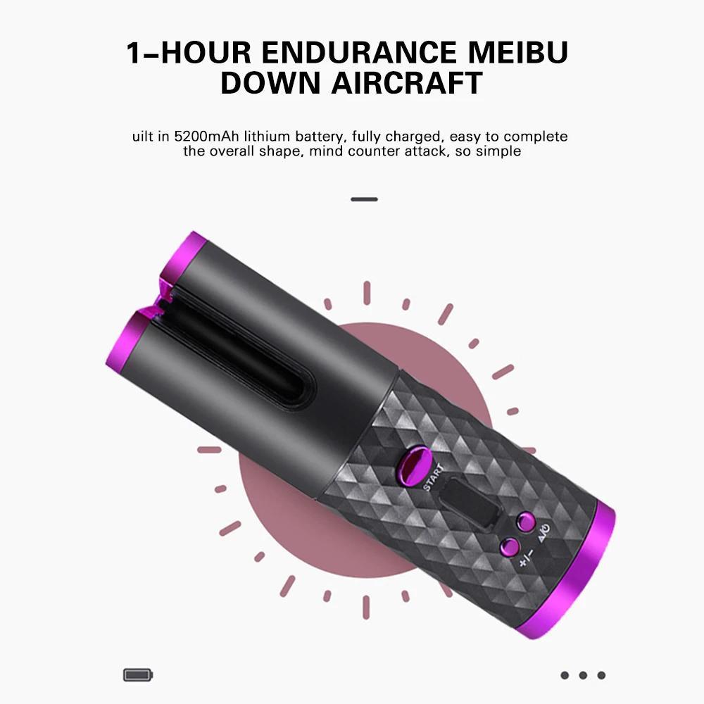 ชาร์จ Curler อัตโนมัติด้วยจอแสดงผล Lcd แบบพกพาผู้หญิง Curling เหล็กหมุน Curling Wand ผมจัดแต่งทรงผมเครื่องมือ