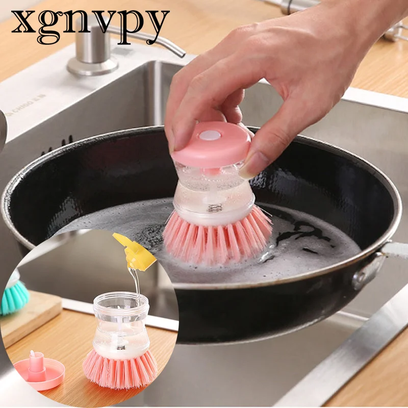 xgnvpy Kitchen Wash Pot Dish Brush Washing Utensils Soap Dispenser Household Cleaning Accessories