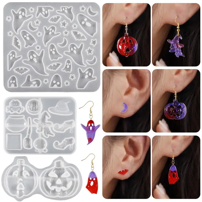 Halloween Ghost Pumpkin Pendant Earrings Silicone Molds Resin Epoxy Resin Casting Mold DIY for Earring Pendant Creative Keychain