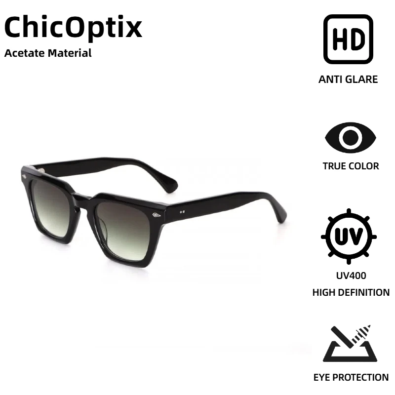 

ChicOptix Luxury Thick Frame Rectangular Women's Sunglasses Retro Trend Men's High Quality Acetate Sunglasses UV400 Anti-Glare