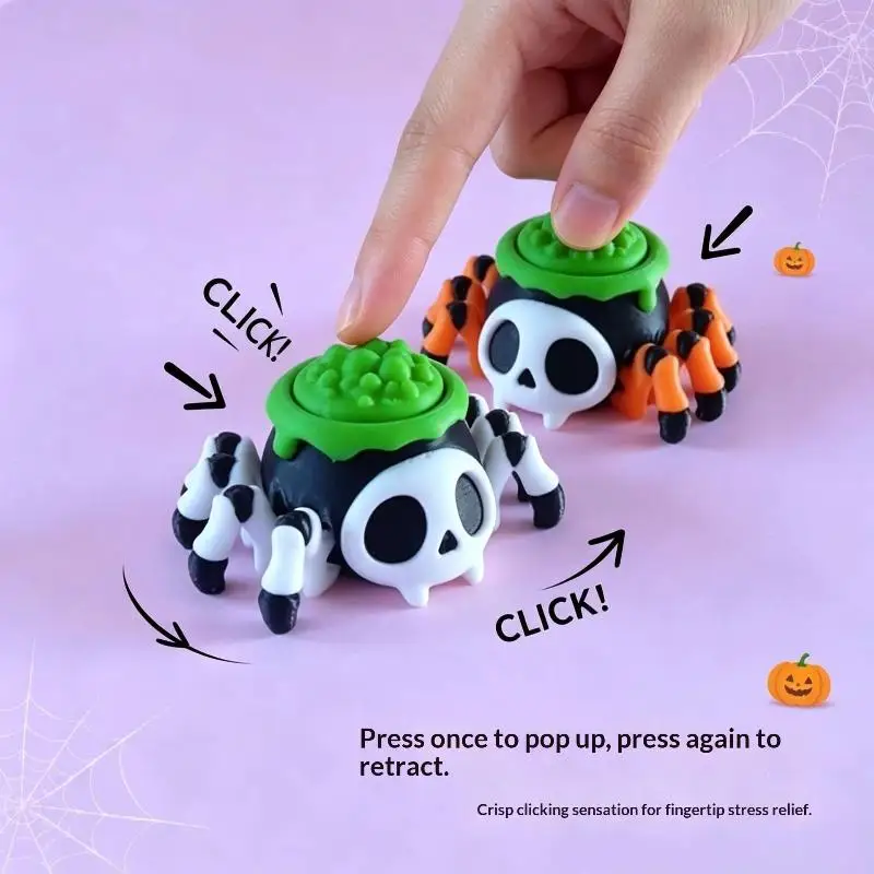 3D-gedruckter gruseliger süßer Cupcake-Clicker-Fidget-Halloween-Schlüsselanhänger, Fingerspitzen-Druck-Dekompressionsspielzeug für Halloween-Partygeschenke – Detail 9