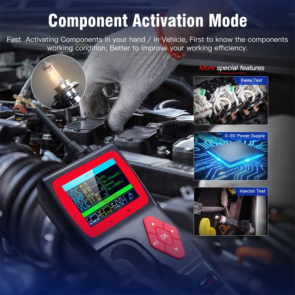 JDIAG P200 Smart Hook Vehicle Circuit Analyzer Auto Electrical Fault Detector Multifunctional Battery Diagnostic Tester