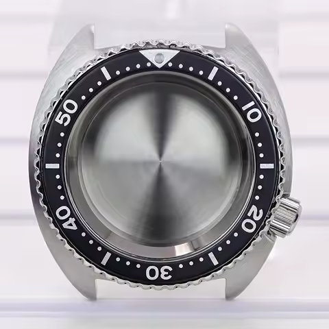 Silver 45mm Men's Watch Case With Chapter Ring For Mod Abalone NH35 NH36 NH34/38 4R36 Movement 28.5mm Dial Uni-directional Bezel