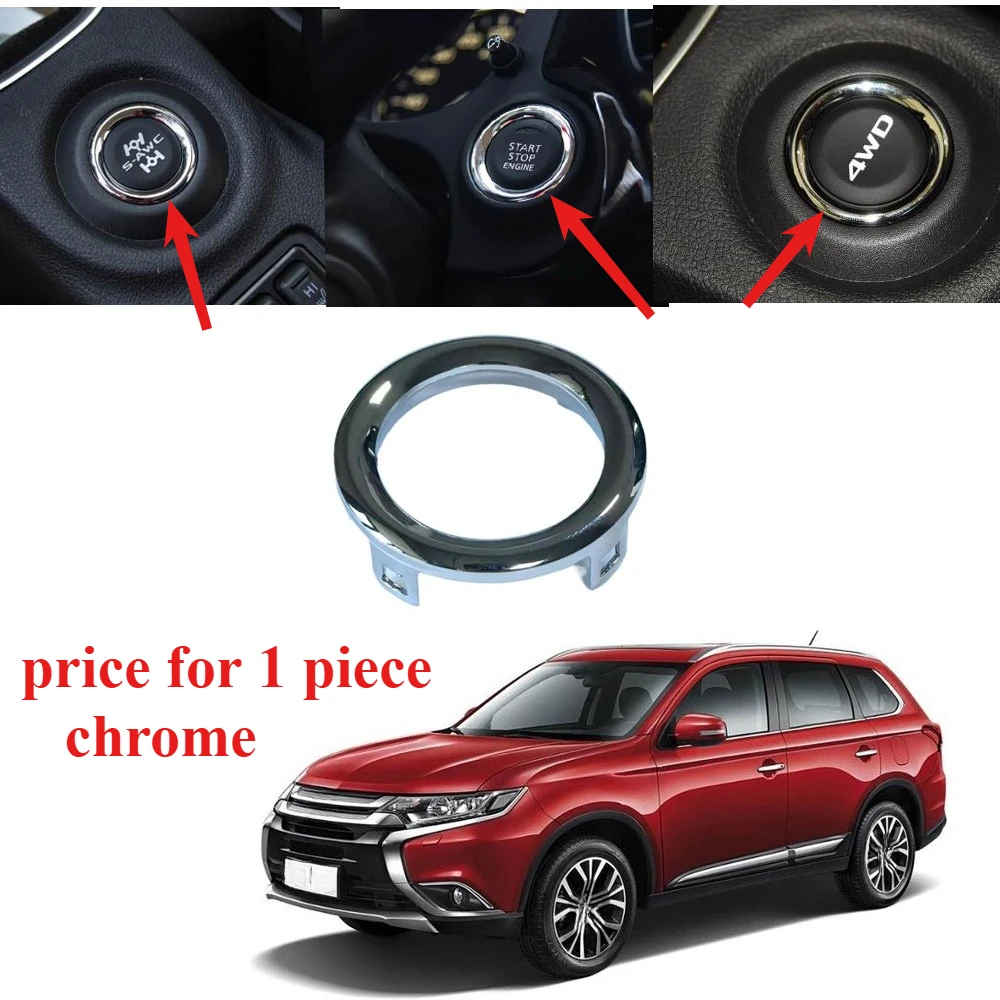 1 Piece Chrome Four-wheel Drive 4wd Switch Ignition Plated Ring Cover Frame for Outlander 2013-2019 GF GG  for Eclipse Cross