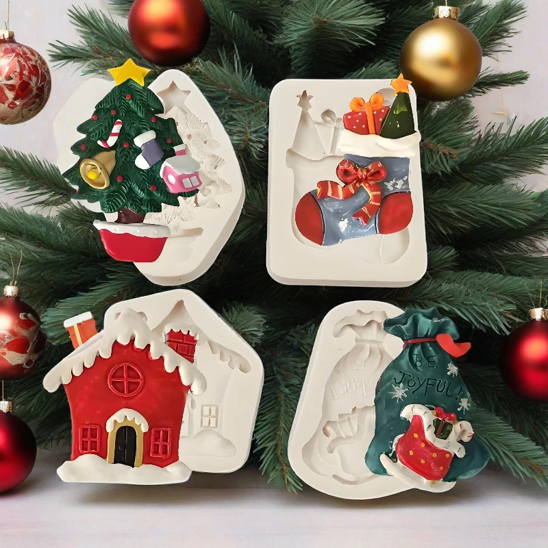 

Christmas House Tree Silicone Mold - Baking Tools for Fondant, Cake Sugar Decorating & Pastry, Kitchen Bakery Accessories