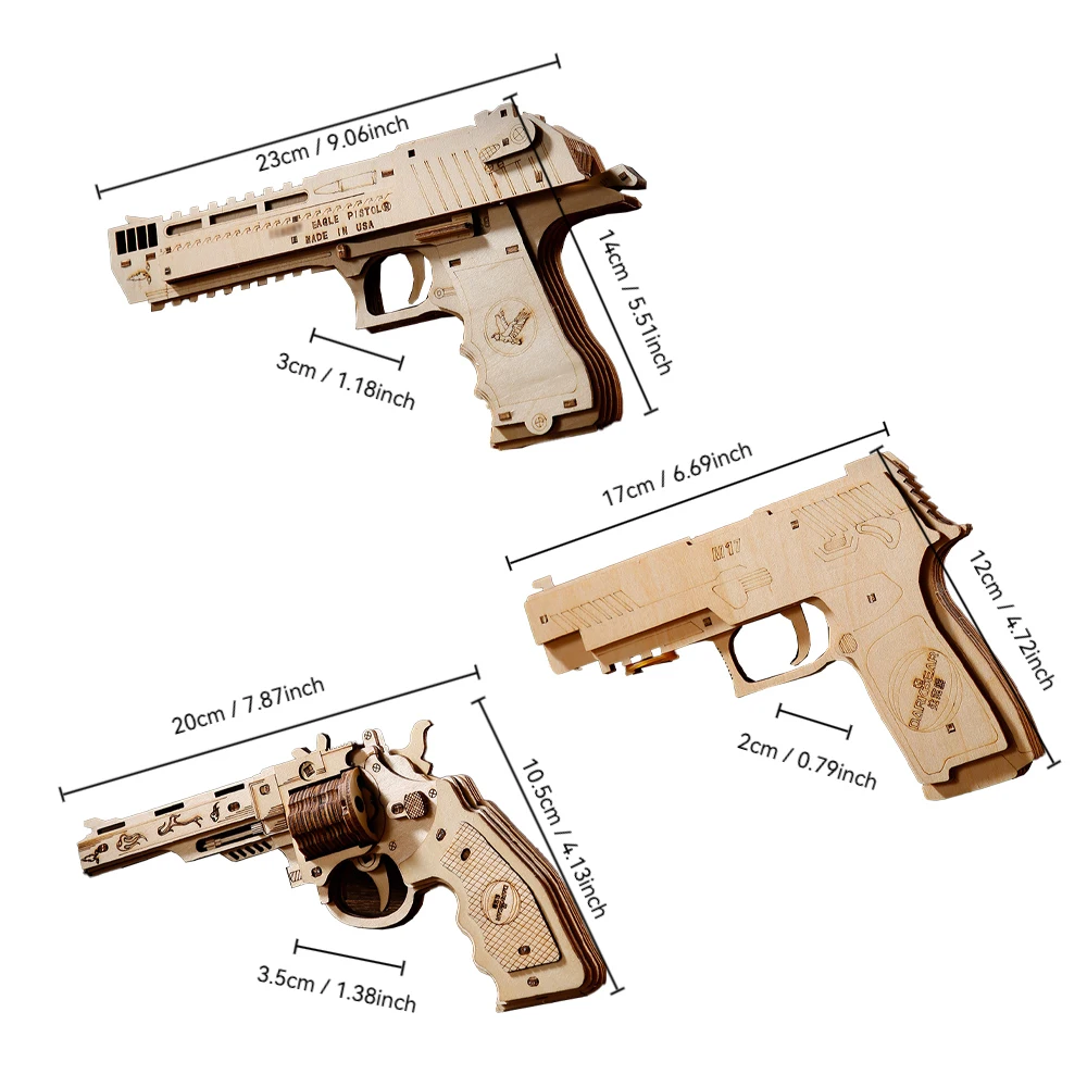 Pädagogischer Gummibandwerfer aus Holz – 3D-Montage-Puzzlespielzeug, STEM-Bausteine für die Hand-Auge-Koordination