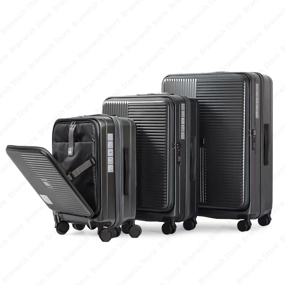 

Hardshell Luggage Set with TSA Lock Front Opening Suitcase 3 Piece Expandable Lightweight Spinner Carry-On Checked Suitcase Grey