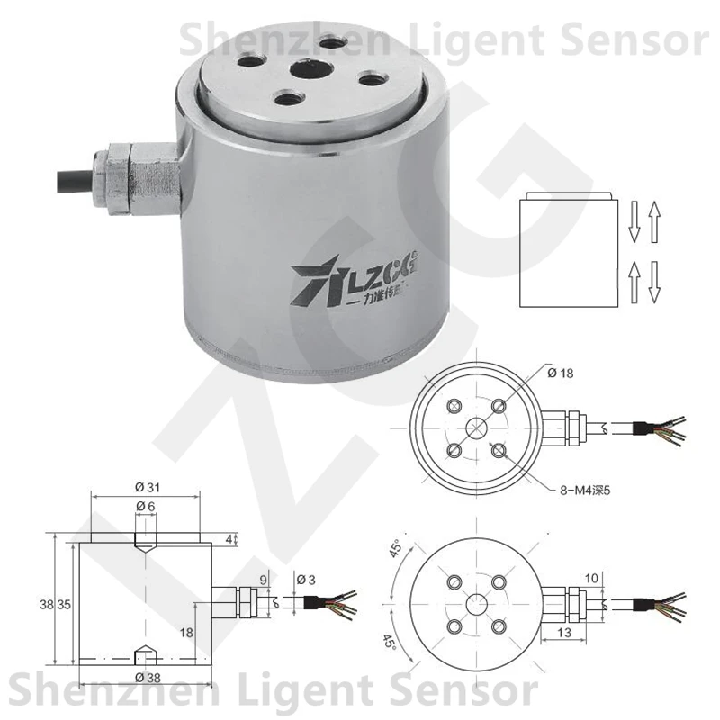 

LF-605B Industrial High-Precision Force Sensor Load Cell Analog Signal Output 0~100kg Compression Capacity Column Force Sensor
