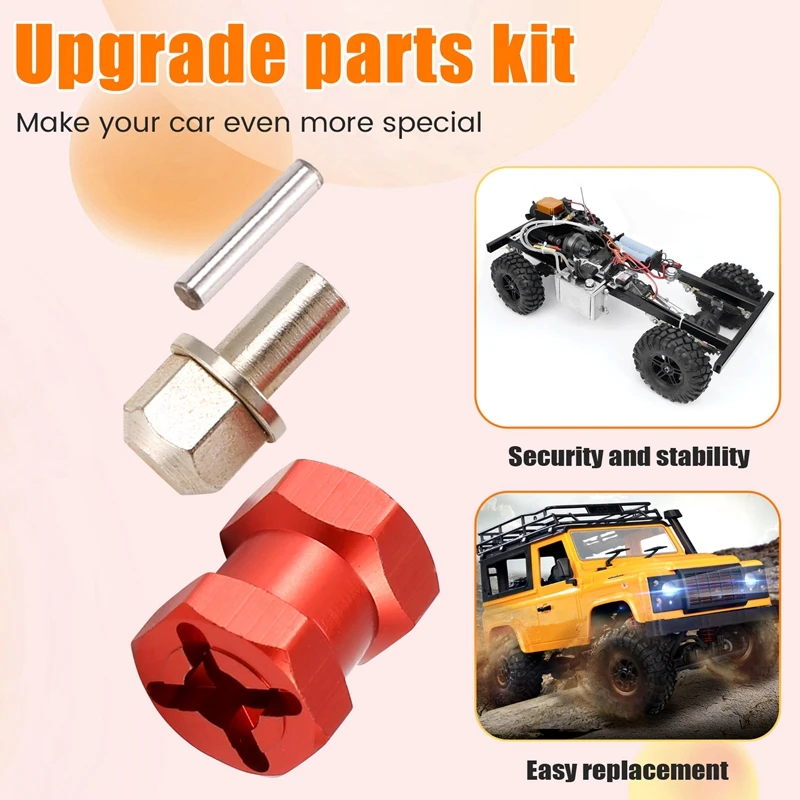 알루미늄 12mm 육각 휠 허브 드라이브 어댑터 익스텐션 결합기 커플러, 1/10 RC 자동차 크롤러 SCX10 D90 용, 4 개