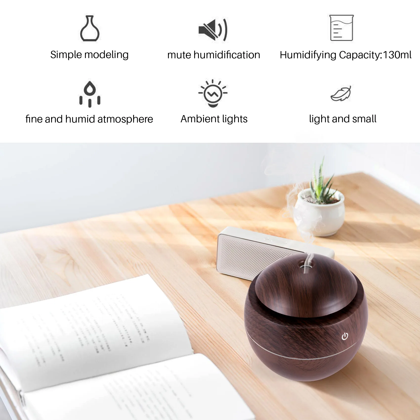 USB Humidifier ESSential Oil Diffuser Ultrasonic Cool Mist Humidifier Air Purifier 7 Color Change LED Night light for Of