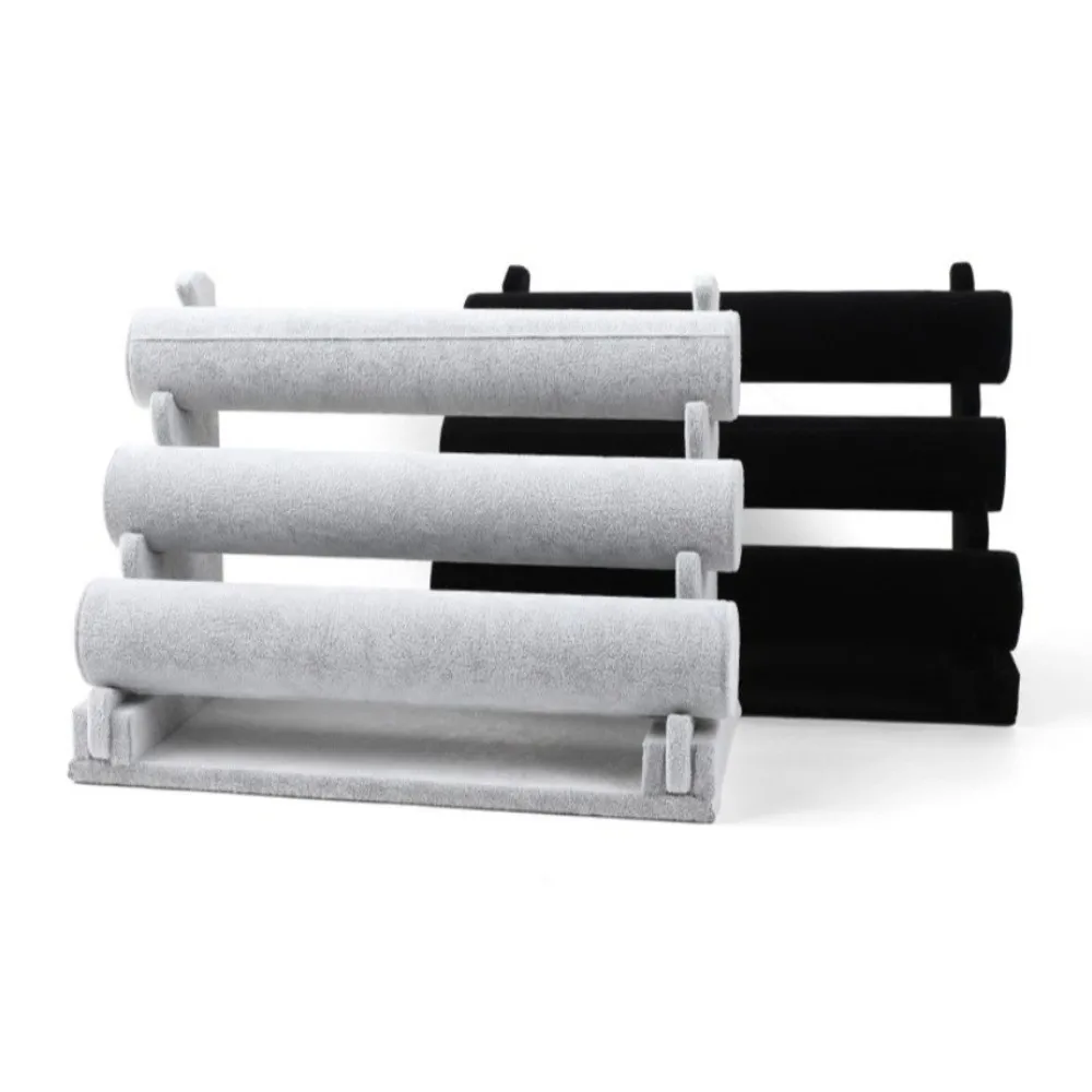 

3Layer Velvet Jewelry Holder Retro Space Saving Bangle Display Stand Large Capacity Multifunctional