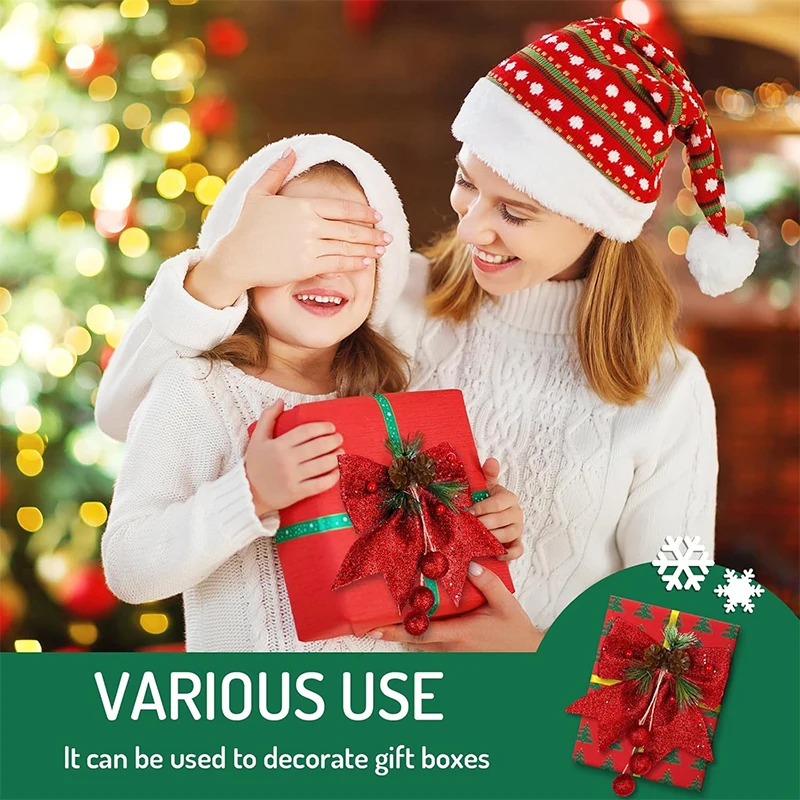 30 سنتيمتر الأحمر بريق قوس عيد الميلاد شجرة زخرفة عيد الميلاد ديكور المنزل هدية احتفالية والحفلات لوازم عيد الميلاد الانحناء الانحناء للحرف اليدوية