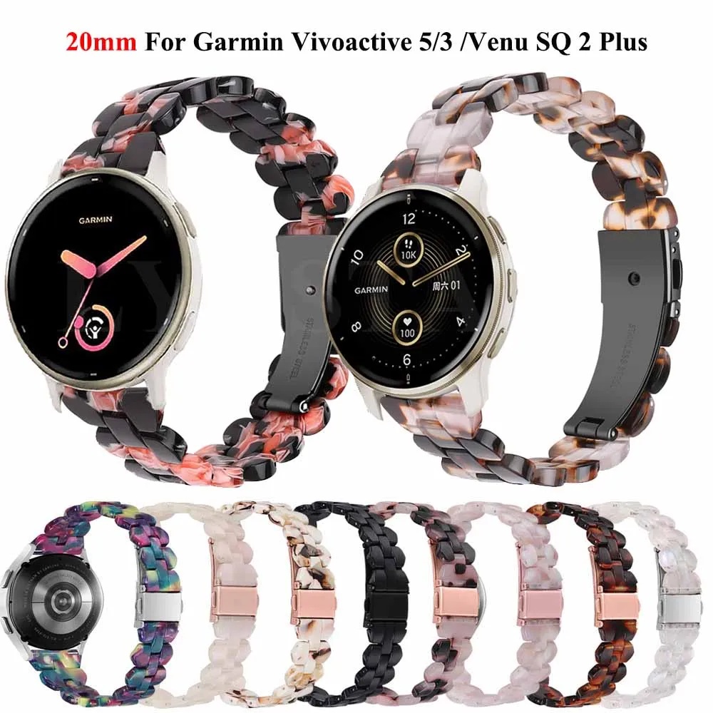 20mm Resin Watch Strap For Garmin Vivoactive 5/3 Venu SQ2/2 Plus Watchband GarminMove Sport/Trend/Forerunner 165 55 645 Bracelet
