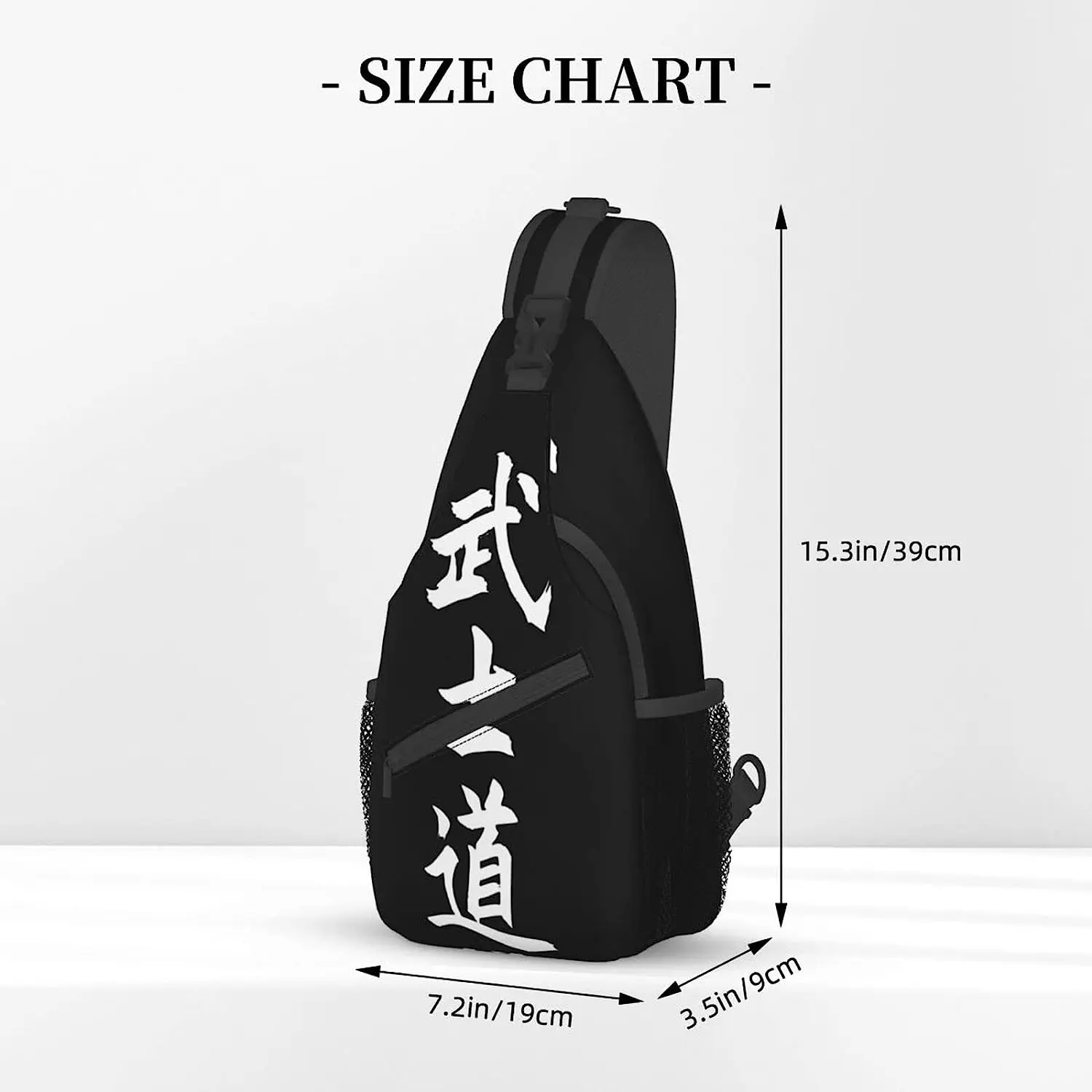 Japanese Kanji Bushido Outdoor Cross-body Shoulder Bag, Unisex Backpack For Women Men Young Hiking Travel