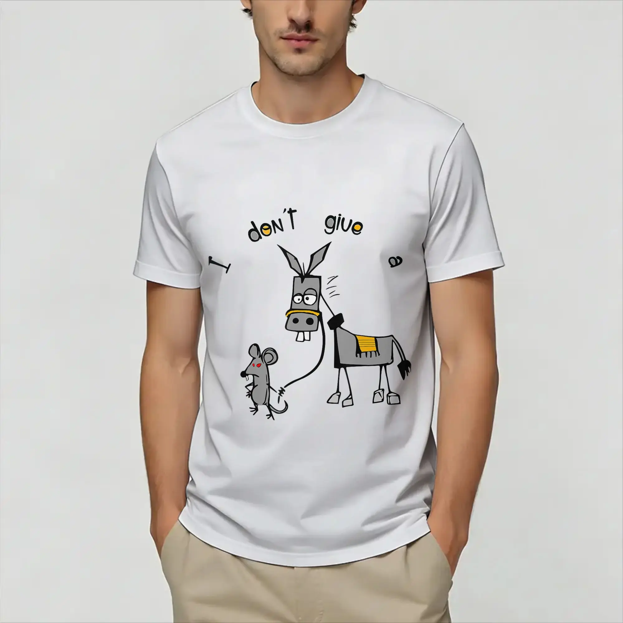 I Don't Give a Rats Ass Mouse Donkey Funny T Shirt for Men T-Shirts Crew Neck  Tee Shirt Short Sleeve Clothing Birthday Present