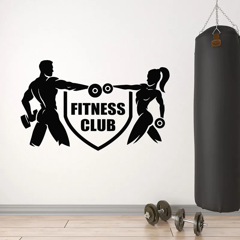 Fitness Club Wall Decal Logo Iron Sport Gym Bodybuilding Athletes Interior Decor Art Door Window Vinyl Stickers Wallpaper