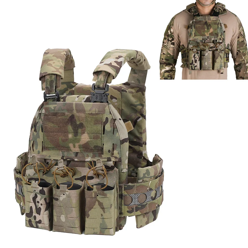 V5 FCPC Tactical Vest Ferro Plate Carrier Hunting Portable MOLLE Airsoft Triple Magazine Pouch with Zip On Back Panel Banger