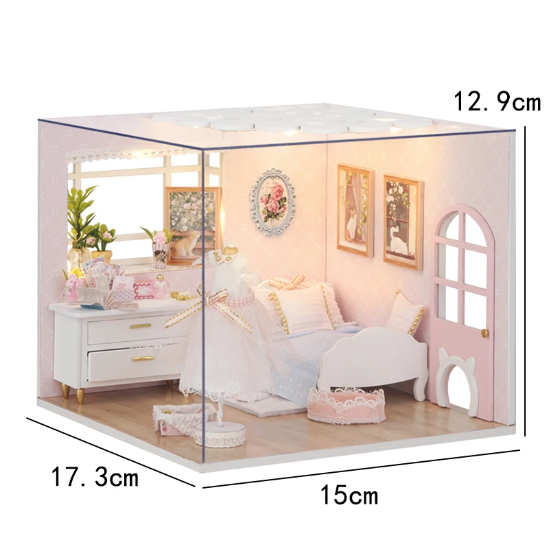 Mini Poppenhuis DIY Klein Huis 3D Puzzel Assemblage Gebouw Model Speelgoed Thuis Slaapkamer Decoratie Met Meubels LED Verlichting Geschenken