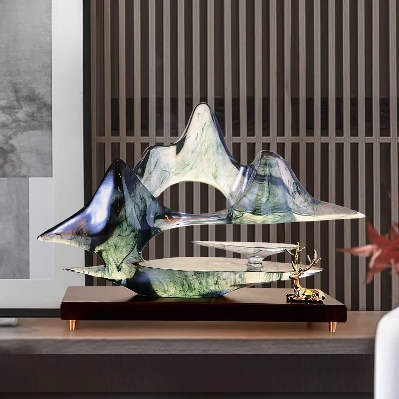 

Chinese ornaments, high-end Yunshan Wuhai rockery, living room entrance wine cabinet ornaments