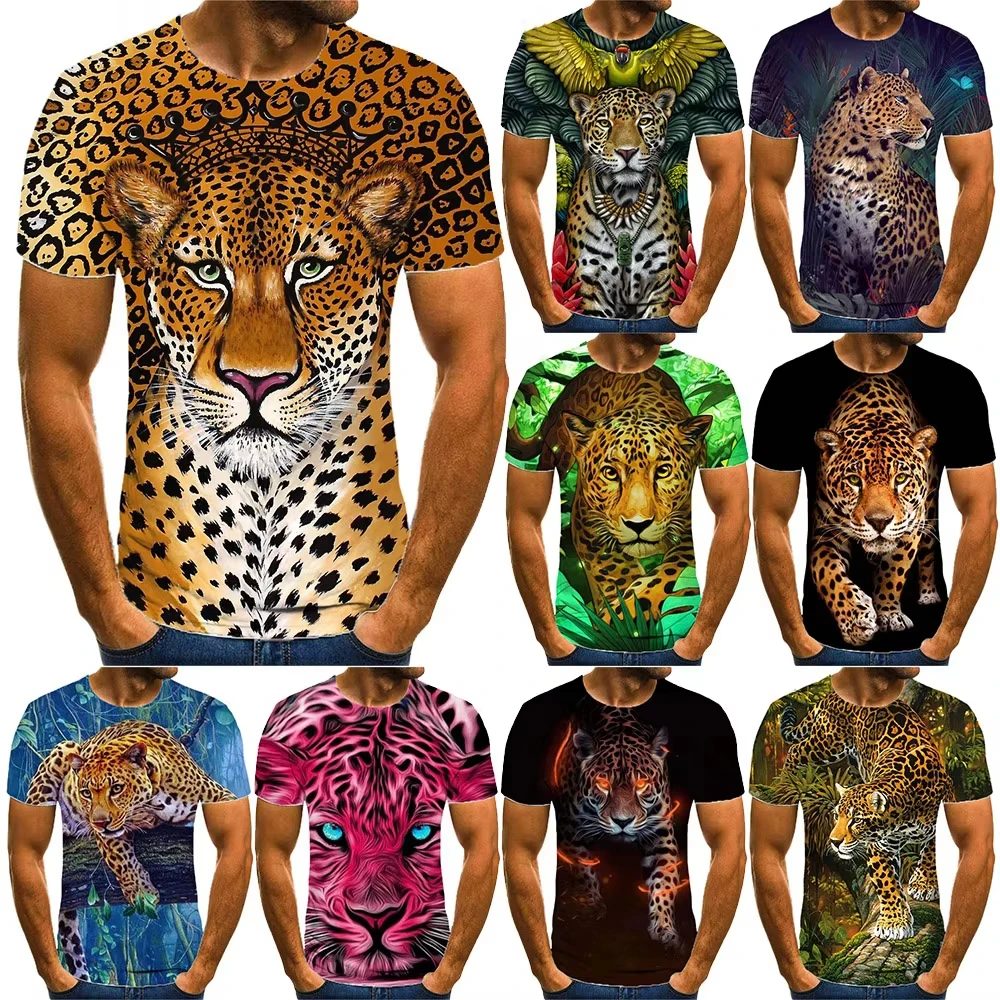 3D Druck Leopard Sport Quick-dry Atmungsaktive Männer Plus-größe T-shirt Outdoor Straße Casual Fitness Laufen Kurzarm kleidung