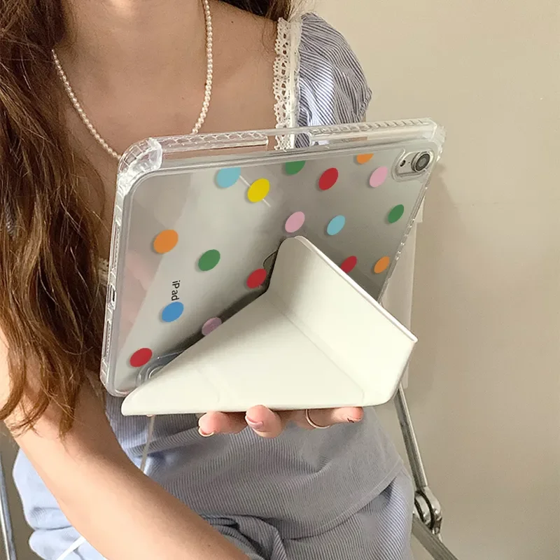 

Colorful Polka Dots Tablet Case For iPad Pro 11 12.9 13 8.3 M4 M5 9.7 10.2 5/6th 7/8/9 10/11th Mini 6 7 Air 3 4 5 6 Stand Cover