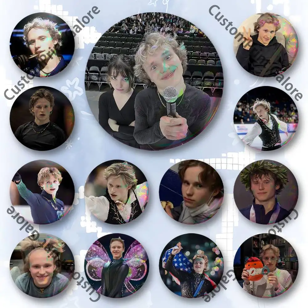 

I-Ilia M-Malinin Badges 58 44 32 75 25 mm Enamel Pin Tinplate Round Brooch Cosplay Nijigen Otaku Culture