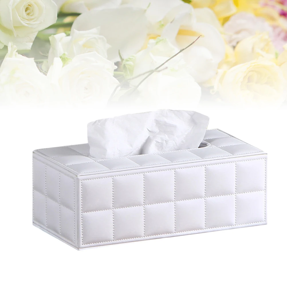 

Simple PU Tissue Box Paper Towel Holder Size L White Napkin Storage Holder for Home Office Car Hotel Tissue Box