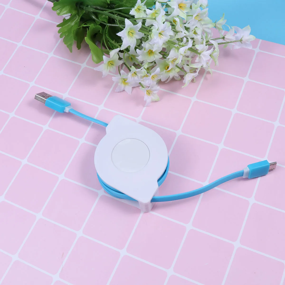 2M Retractable Usb Charging Cable Fast Charge Cord For Phone Data Sync Cable Portable Cord Blue Compatible With Mobile