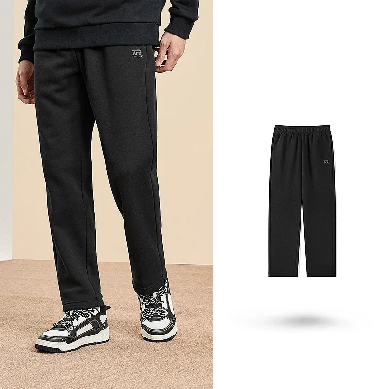 QIAODAN بنطال ذو قصة أرجل مستقيمة للرجال بنطال رياضي فضفاض غير رسمي بخصر مطاطي مع جيوب بنطلون للتنزه XKL33231320AR #5