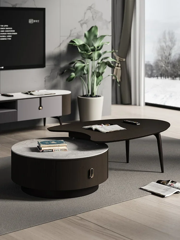 

Creative irregular and expandable small unit tea table in the combination of rock board tea table and living room