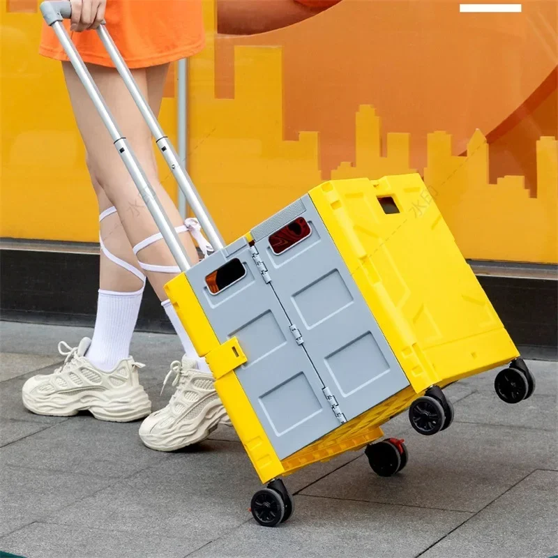 Small folding food supermarket 3 wheels climbing luggage carts foldable shopping trolleys