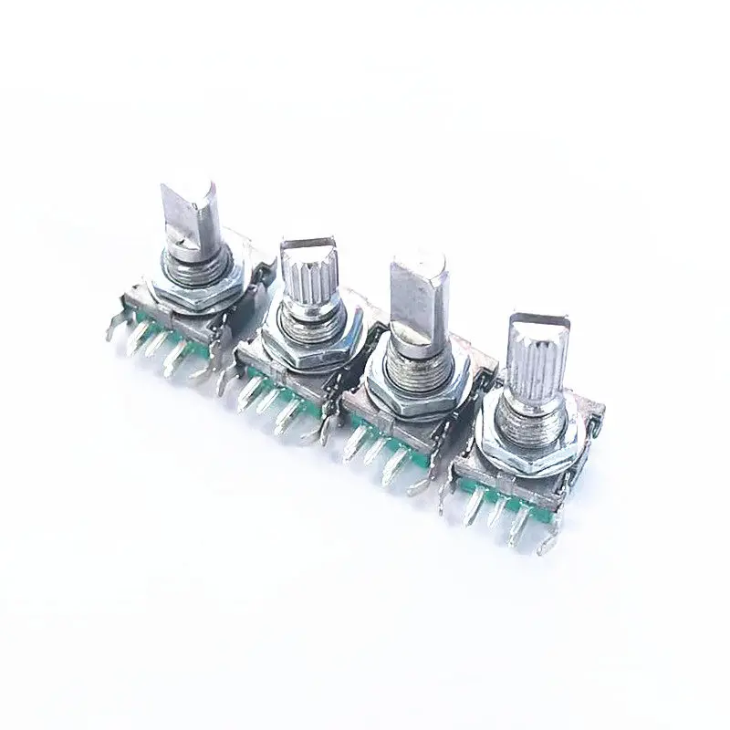 2/10PCS EC11 horizontal rotary encoder 15mm quincunx shaft side insert D half shaft with switch digital potentiometer 20 bits
