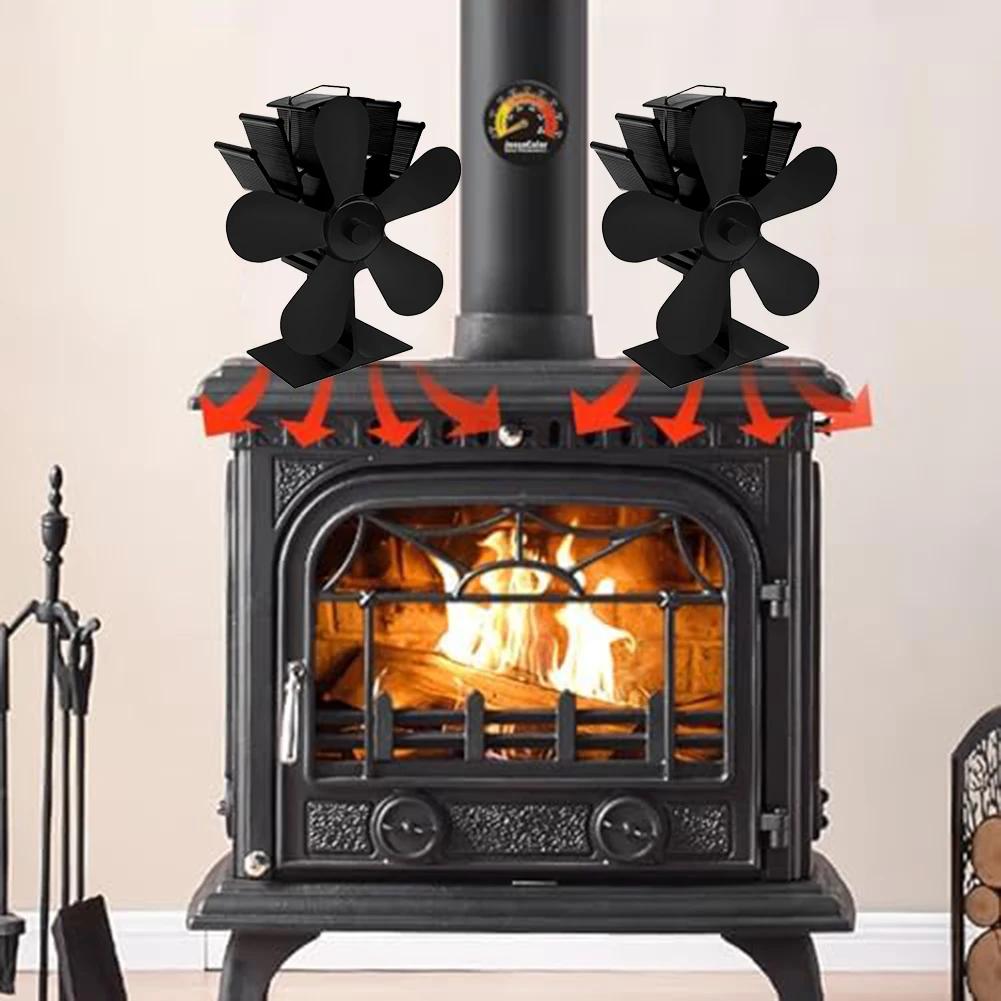 Fireplace Fan 6-blade Thermal Power Stove Fan Efficient Air Distribution Silent Heating, Cooling System Accessories