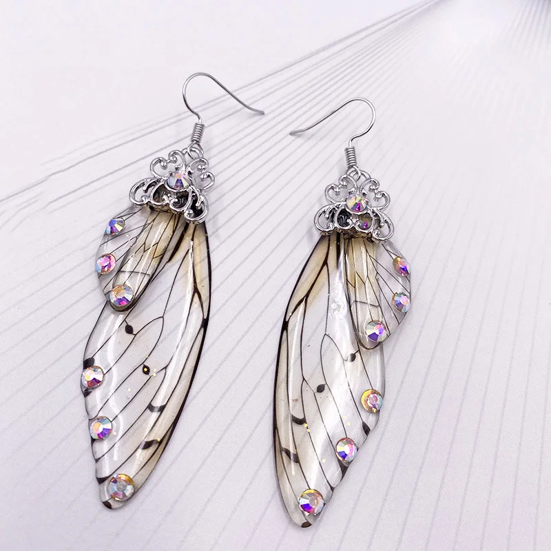 Fashion Simulation Wing Earrings Insect Butterfly Crystal Wing Drop Earrings For Women Rhinestone Earrings Romantic Jewelry Gift